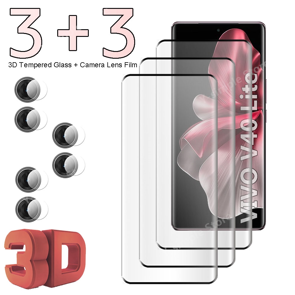 Vivo V40 - 3+3 Kaca Tempered Melengkung Untuk Pelindung