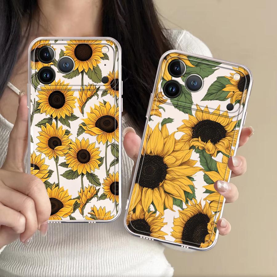 Apple Iphone 15 Pro Max - Casing Pola Bunga Matahari yang Lucu