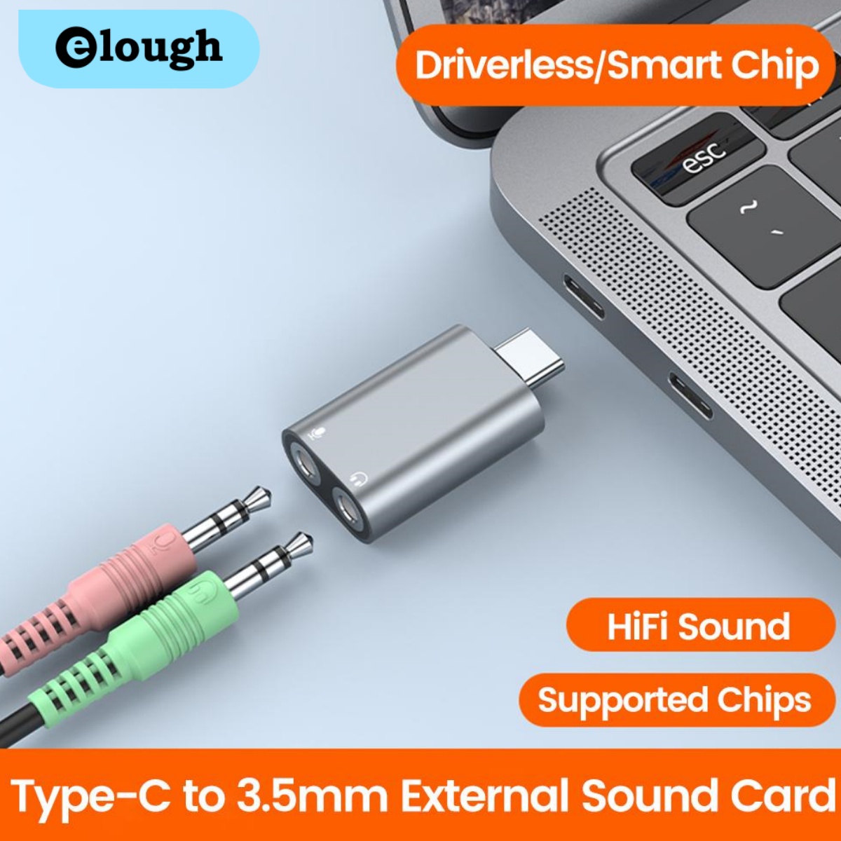 Usb Sound Card External - Elough adaptor kartu suara eksternal, konverter