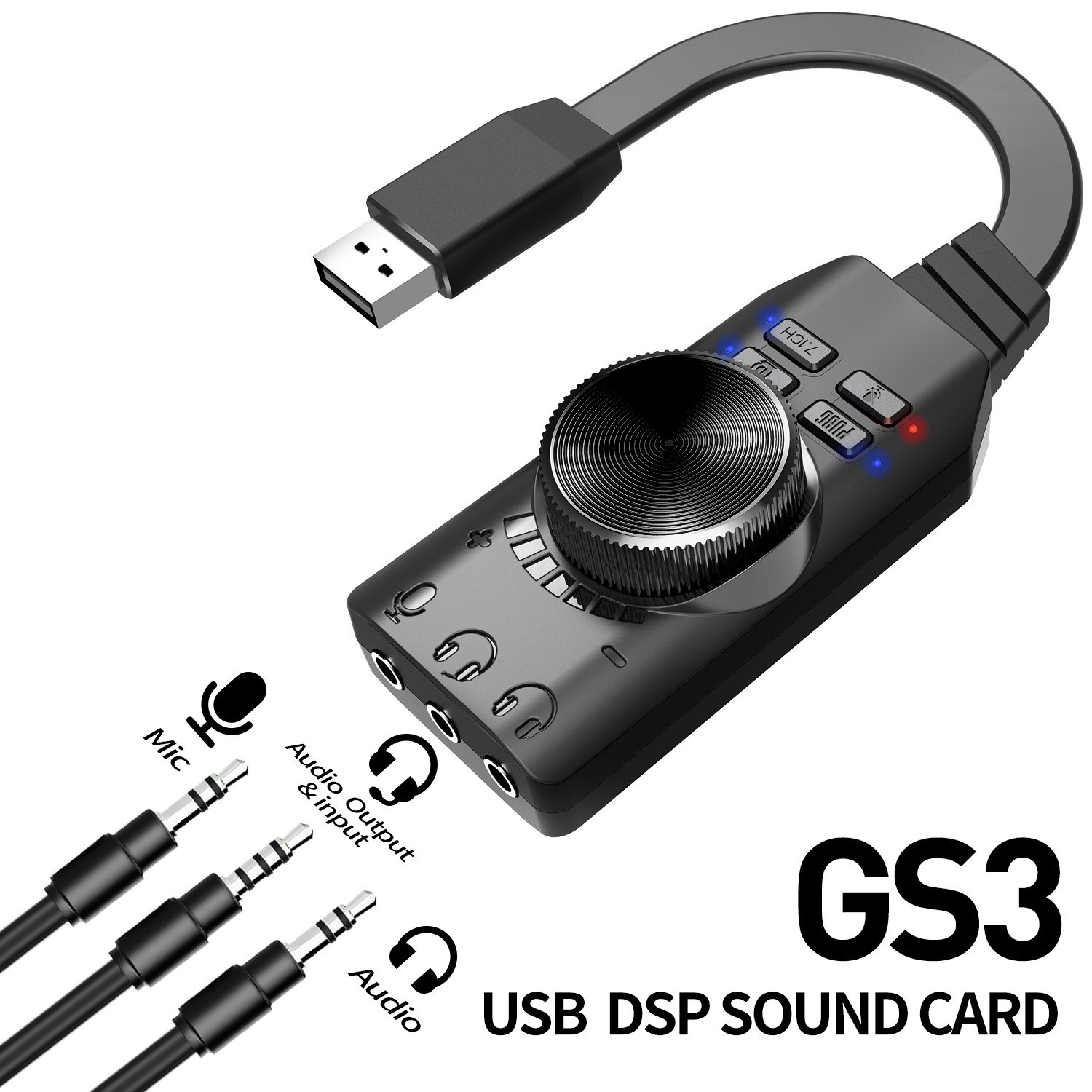 GS3 7.1 Channel Sound Card Con - Usb Sound Card External ulasan dan harga